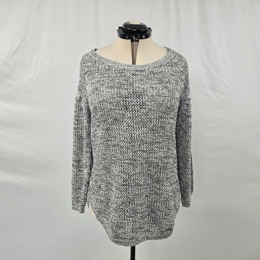 Torrid Open Knit Sweater Women's 1X Gray Heather Long Sleeve Boatneck Metallic